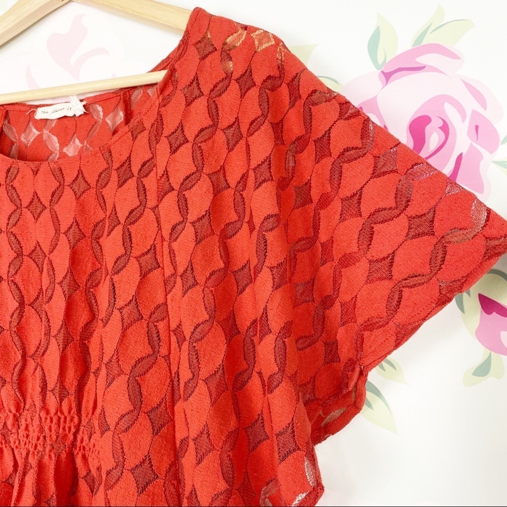 Anthropologie The Addison Story Lunar Cycle Boho Lace Red Orange Blouse S - Picture 4 of 8